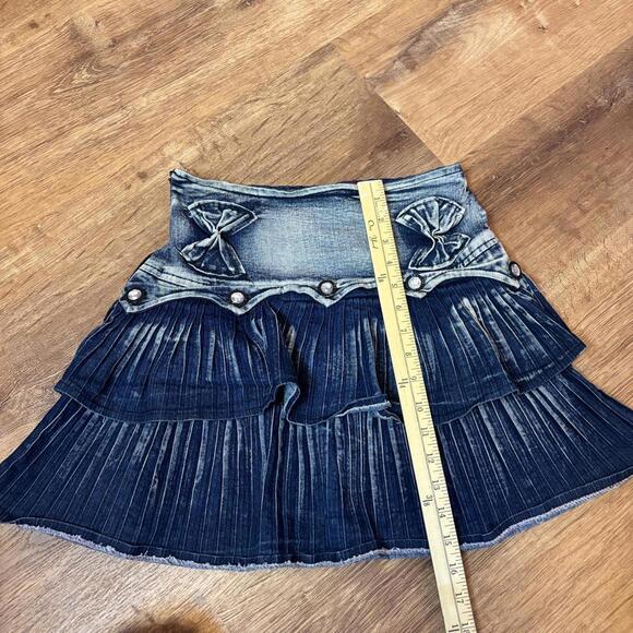 mcbling grunge coquette goth pleated skirt  kdbw jeans sz 21 blue - Picture 8 of 8